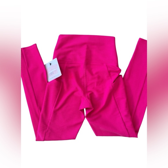 Beach Riot Sport Ayla Leggings Bright Fuchsia Size XS Ribbed Workout leggings - Picture 3 of 5